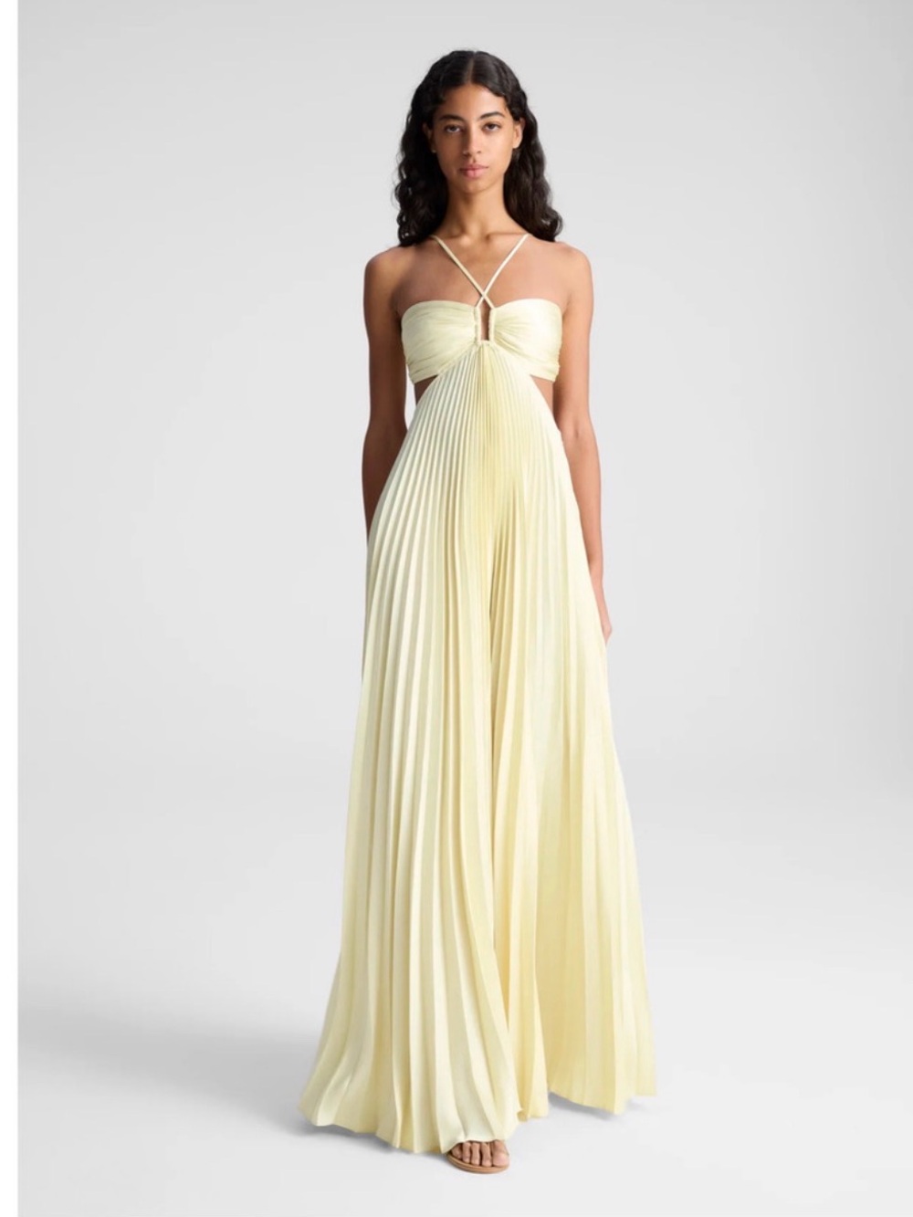 A.L.C. Moira Pleated Satin Maxi Dress